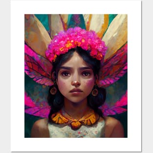 Beautiful ethnic mexican fairy painting in pink Posters and Art